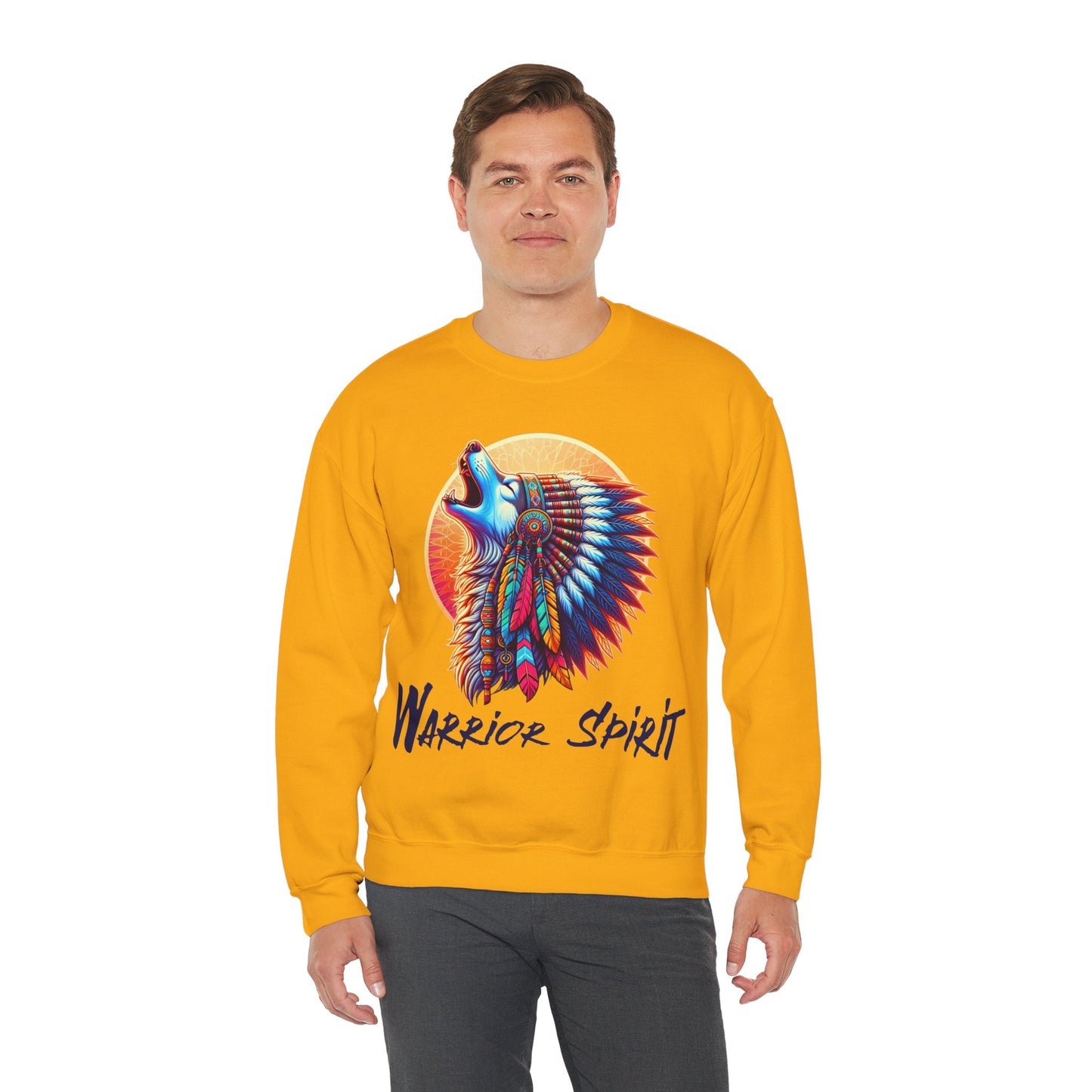 Warrior Spirit Unisex Heavy Blend™ Crewneck Sweatshirt - Cozy Indigenous Art Apparel