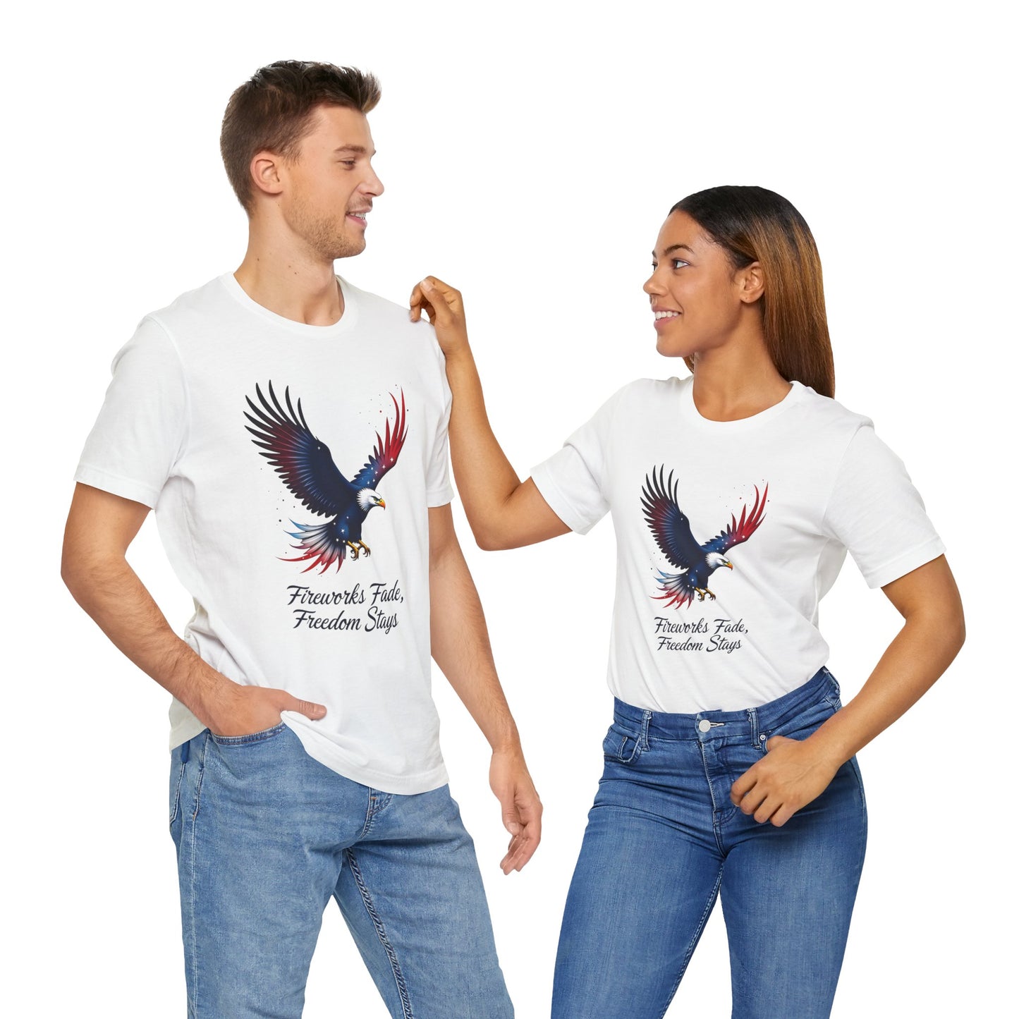 Patriotic Eagle Tee - Fireworks Fade, Freedom Stays