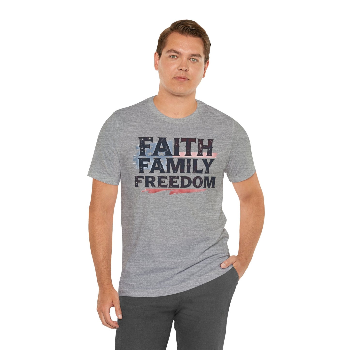 Faith Family Freedom Unisex Tee - USA Flag Graphic Shirt