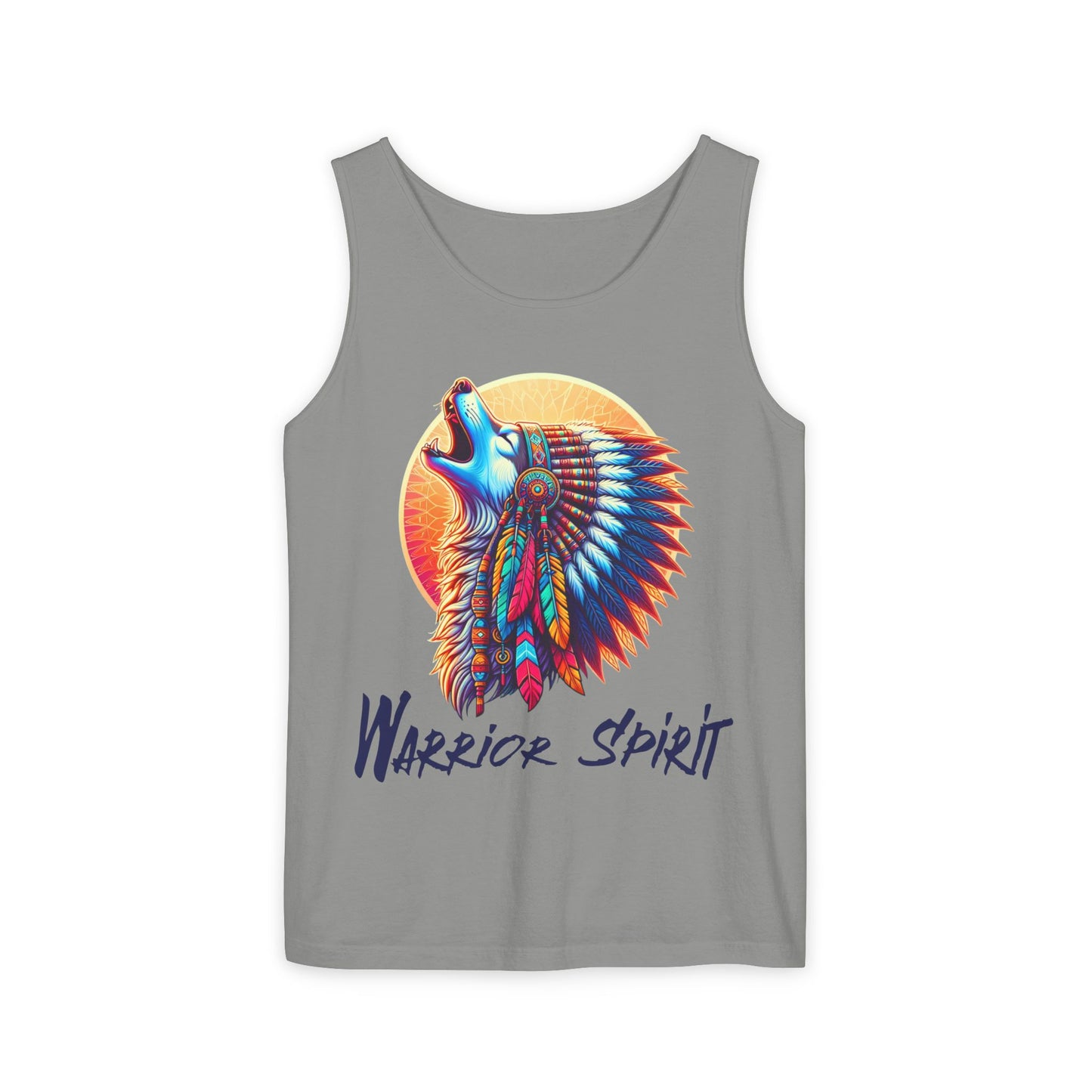 Warrior Spirit Tank Top with Howling Wolf in Headdress