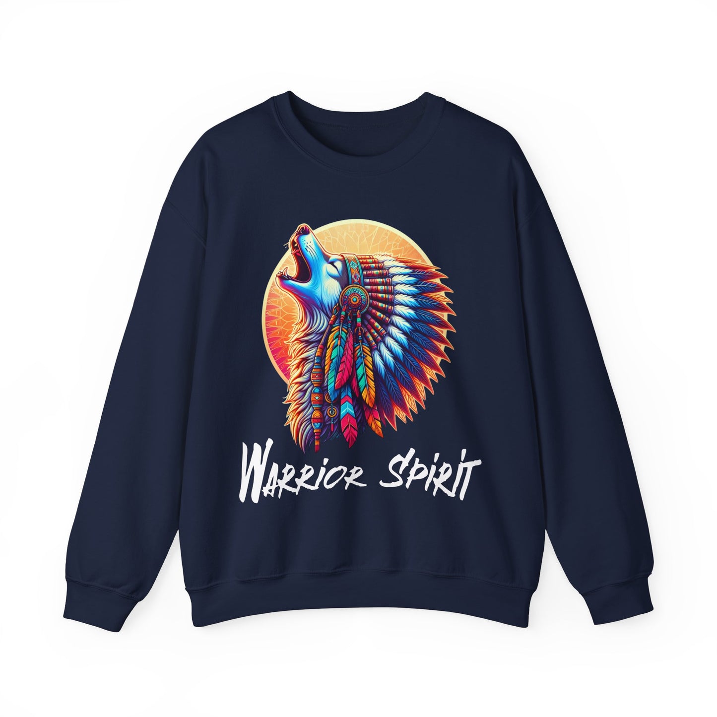 Warrior Spirit Unisex Heavy Blend™ Crewneck Sweatshirt - Cozy Indigenous Art Apparel