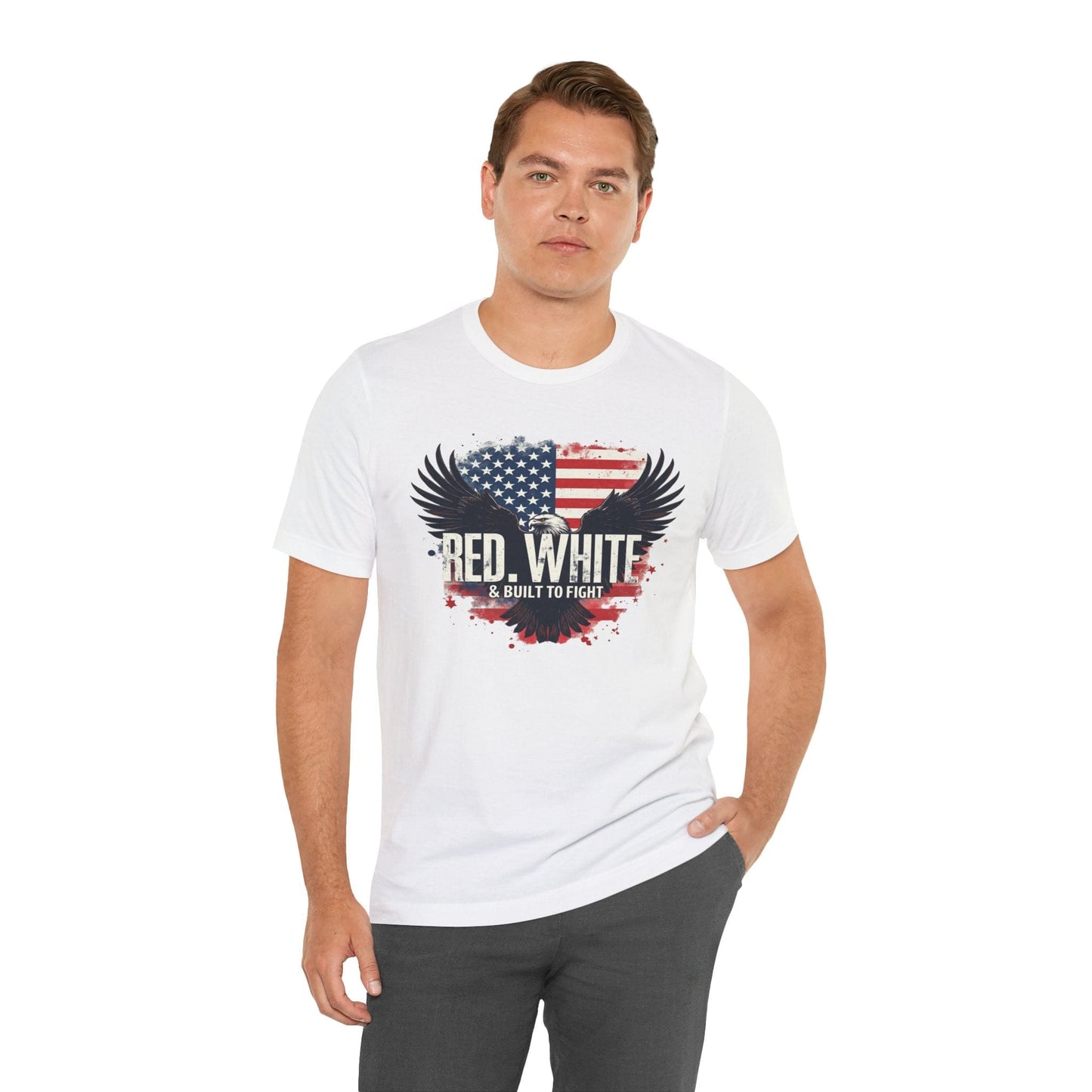 Patriotic Eagle Graphic Tee - Red, White & Built to Fight