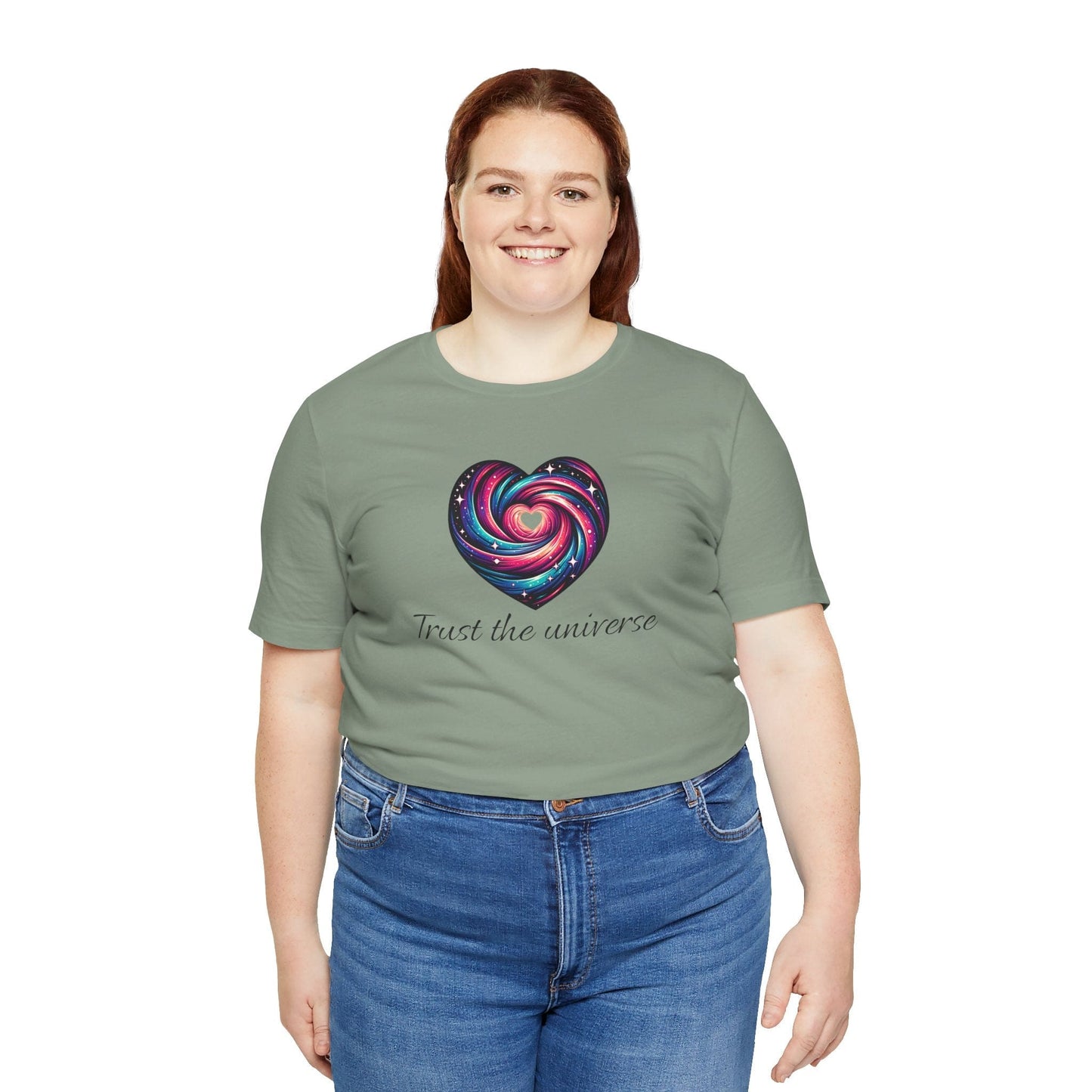 Trust the Universe Unisex Jersey Tee - Inspirational Cosmic Heart Design