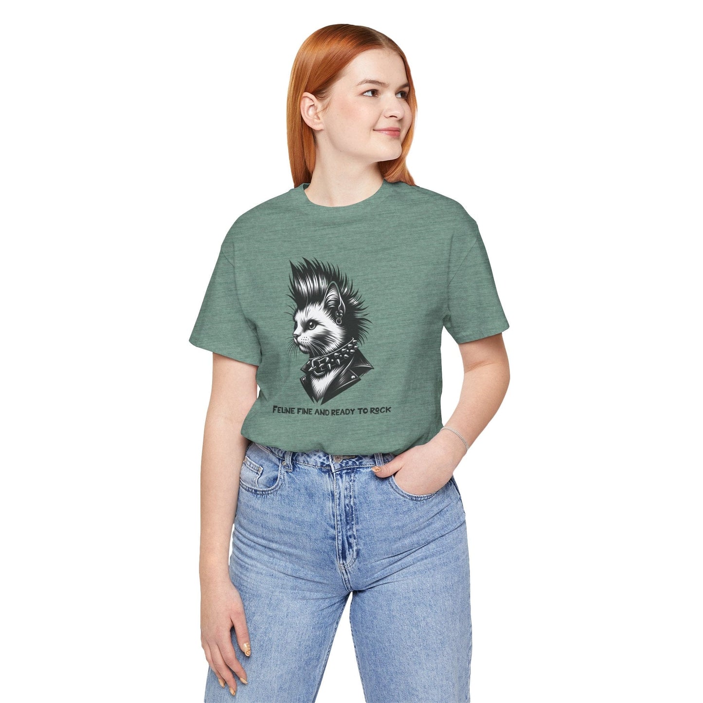 Short Sleeve Tee - Feline Fine Rocker Cat Print