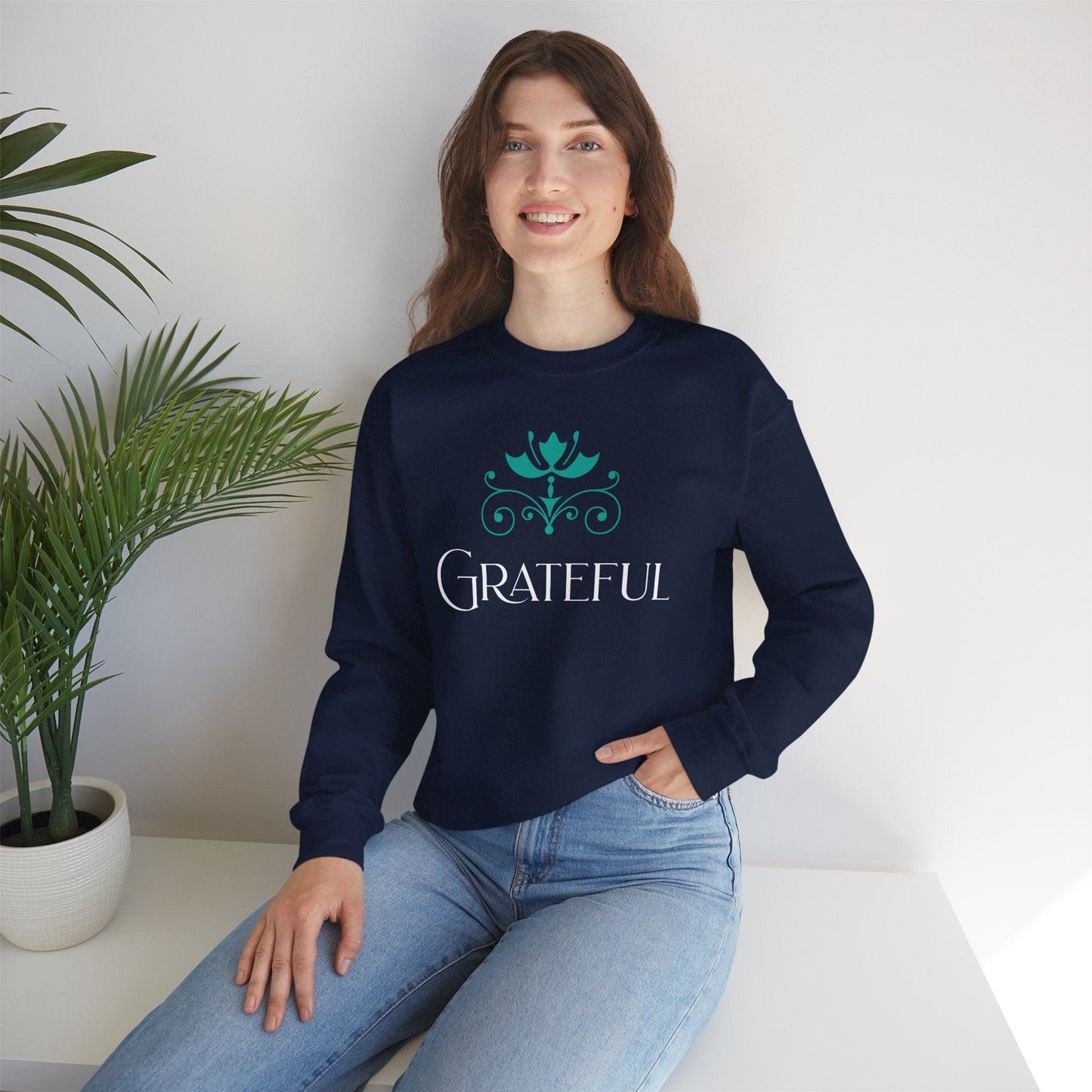 Lotus Crown Relaxed Crewneck Sweatshirt for Comfort and Style