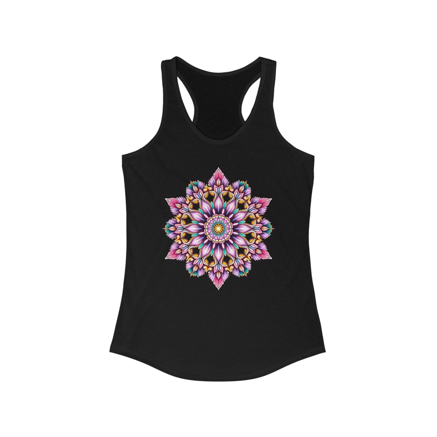 Mandala Floral Women's Racerback Tank Top - Ideal for Yoga & Summer