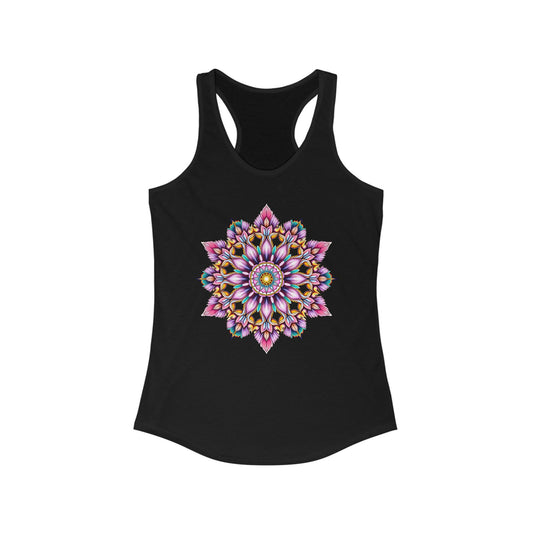 Mandala Floral Women's Racerback Tank Top - Ideal for Yoga & Summer