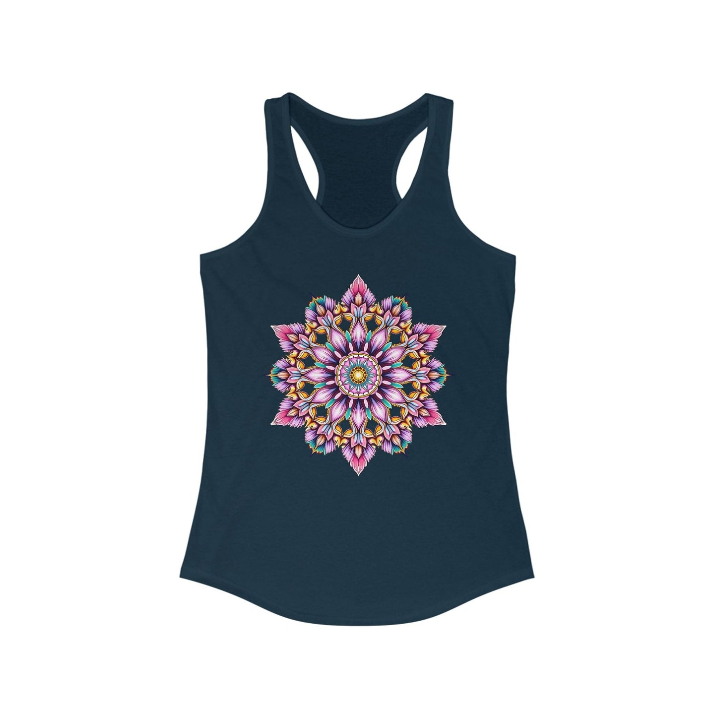 Mandala Floral Women's Racerback Tank Top - Ideal for Yoga & Summer