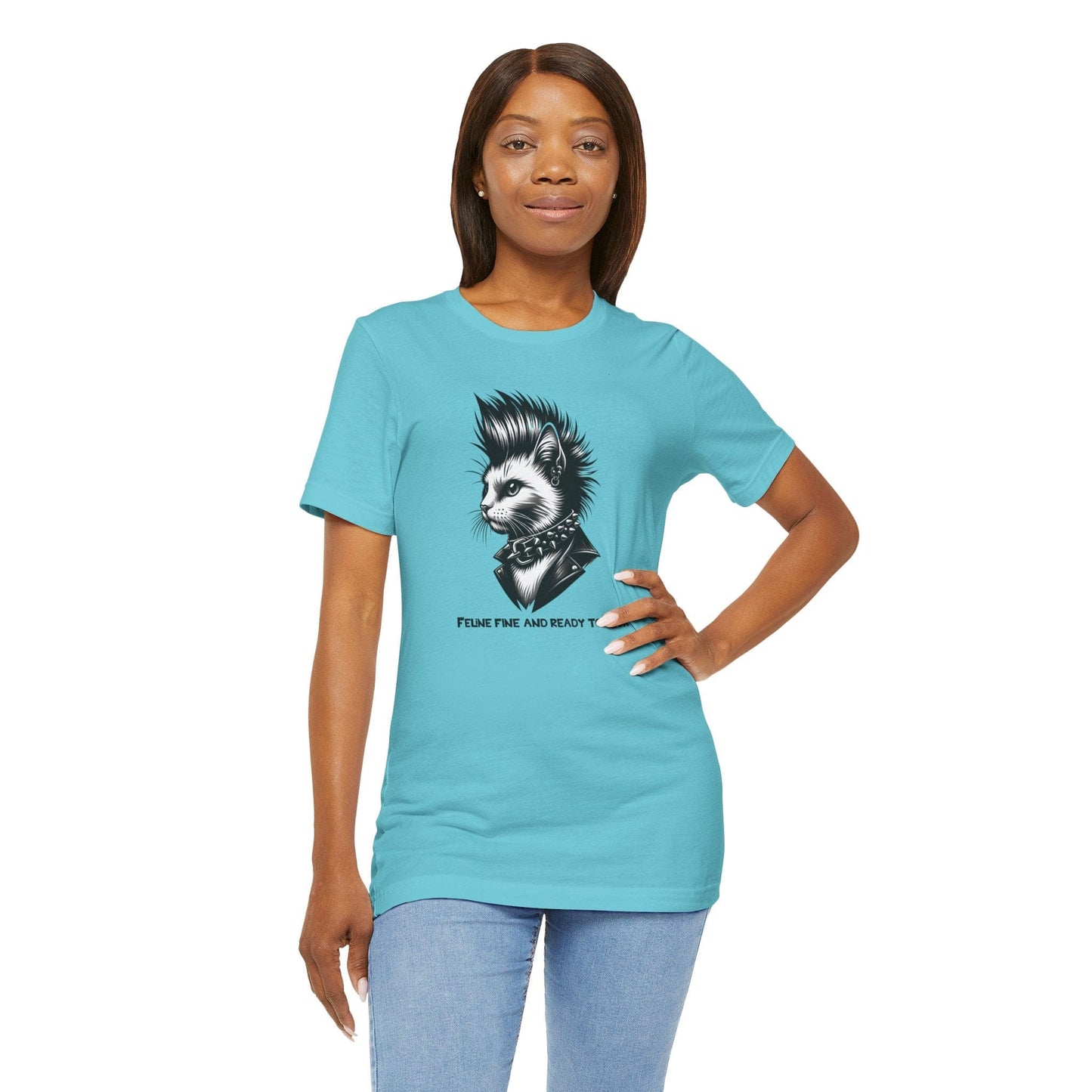 Short Sleeve Tee - Feline Fine Rocker Cat Print