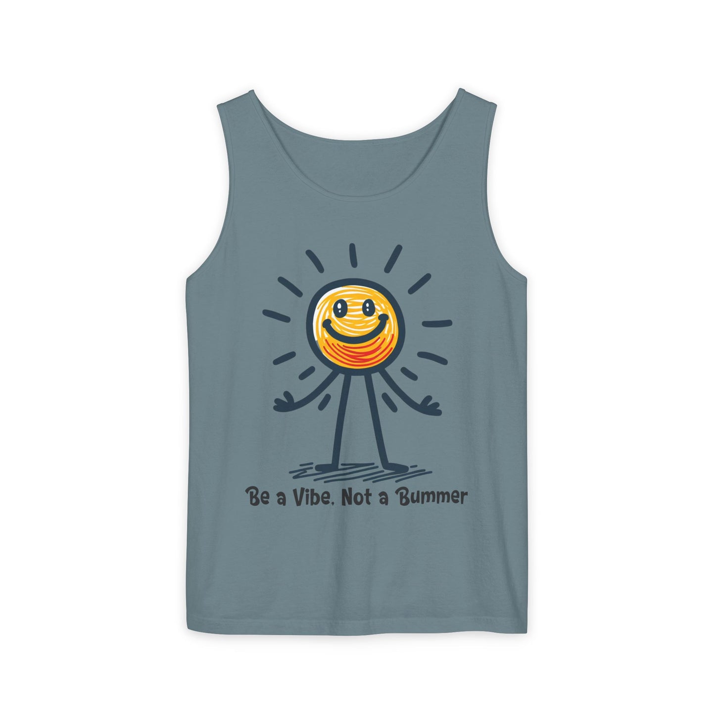 Unisex Garment-Dyed Tank Top - 'Be a Vibe. Not a Bummer' Motivational Tee