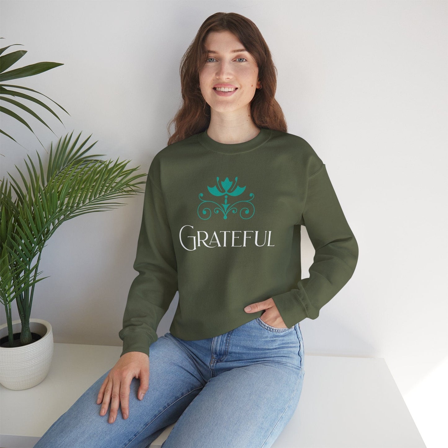 Lotus Crown Relaxed Crewneck Sweatshirt for Comfort and Style