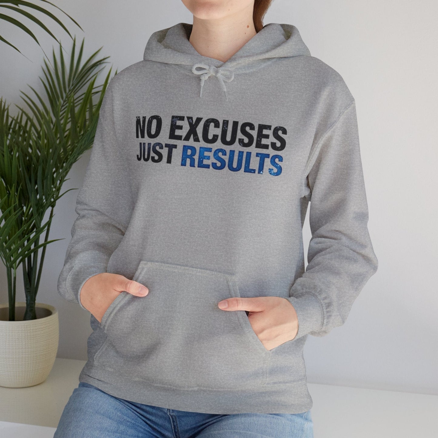 No Excuses Just Results Hooded Sweatshirt - Motivational Unisex Heavy Blend™ Hoodie