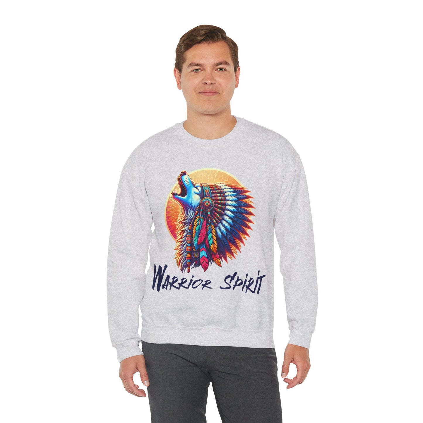 Warrior Spirit Unisex Heavy Blend™ Crewneck Sweatshirt - Cozy Indigenous Art Apparel