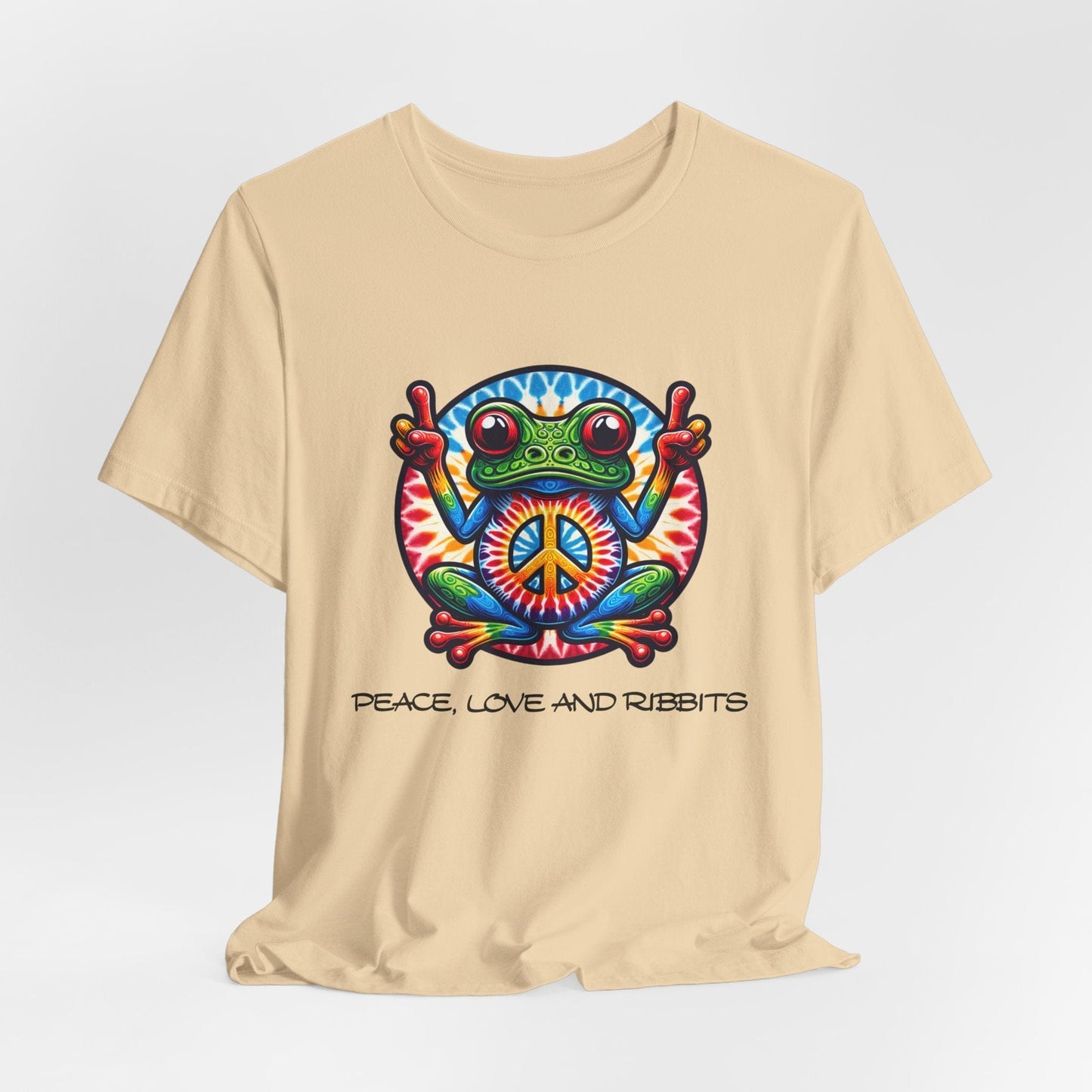Peace, Love, and Ribbits Unisex Jersey Tee – Fun, Vibrant Graphic T-shirt for Nature Lovers