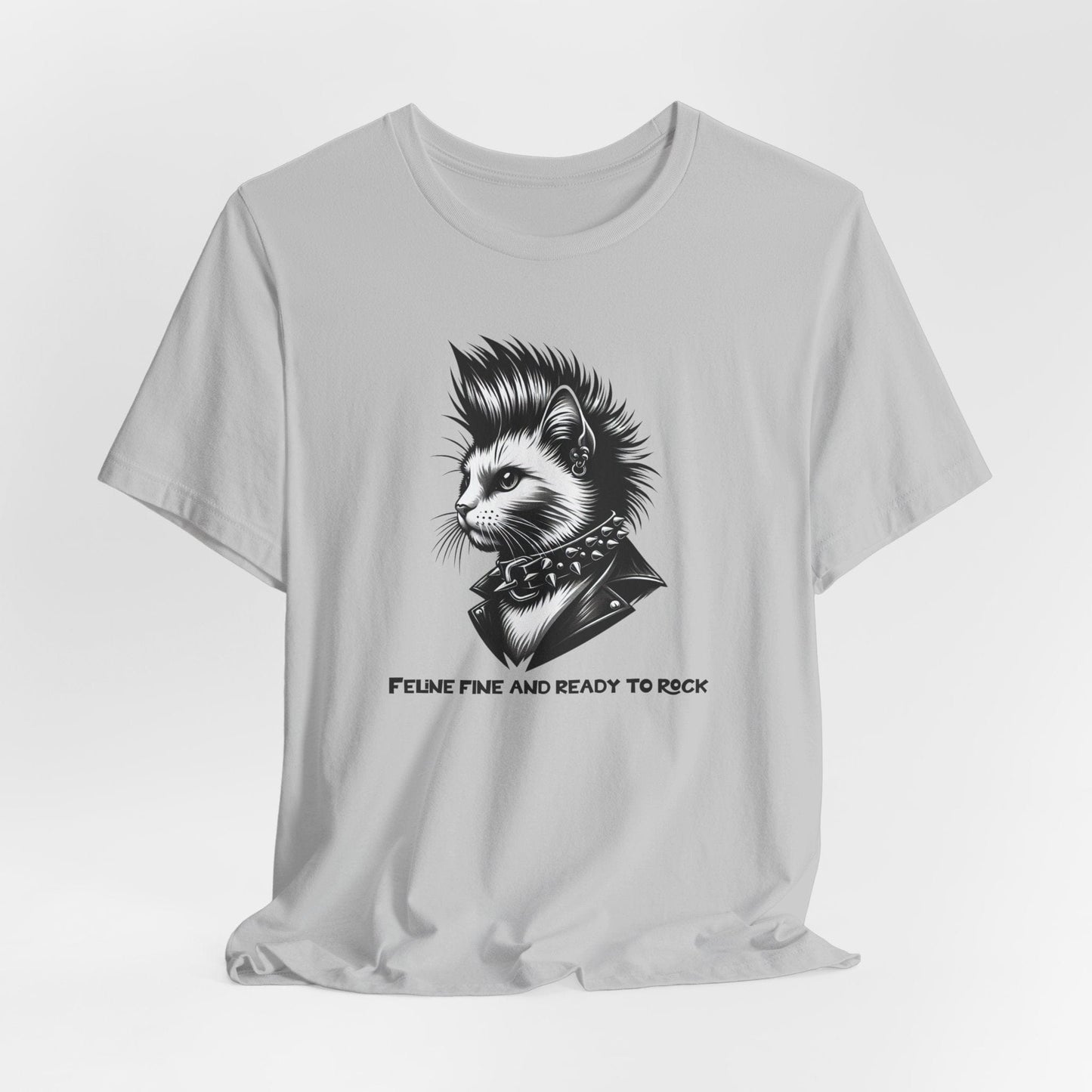 Feline Fine Rocker Cat Print Short Sleeve Tee | Fun & Stylish