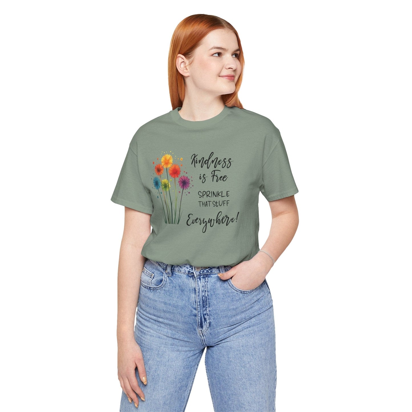Kindness is Free Floral Tee – Unisex Short Sleeve Shirt for Positive Vibes