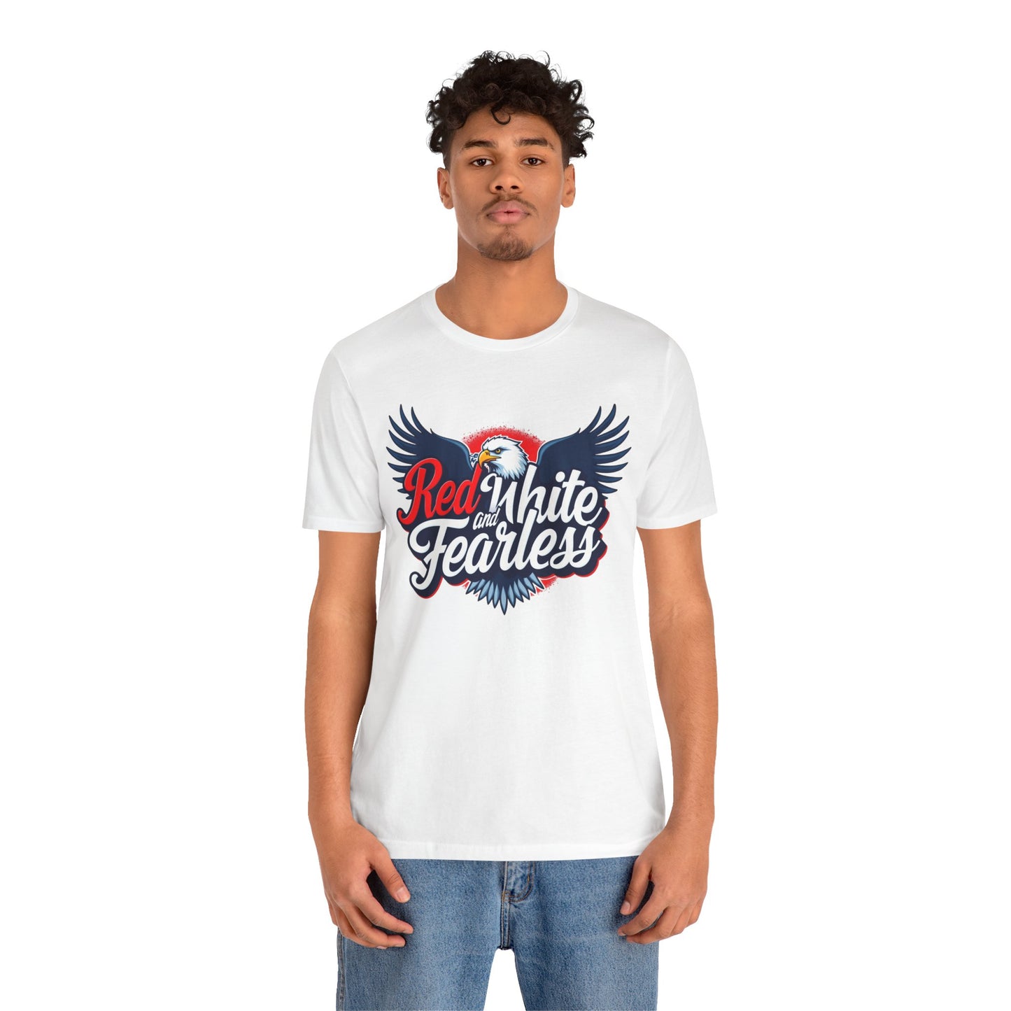 Red, White, and Fearless Unisex Jersey Tee for Patriotic Celebrations