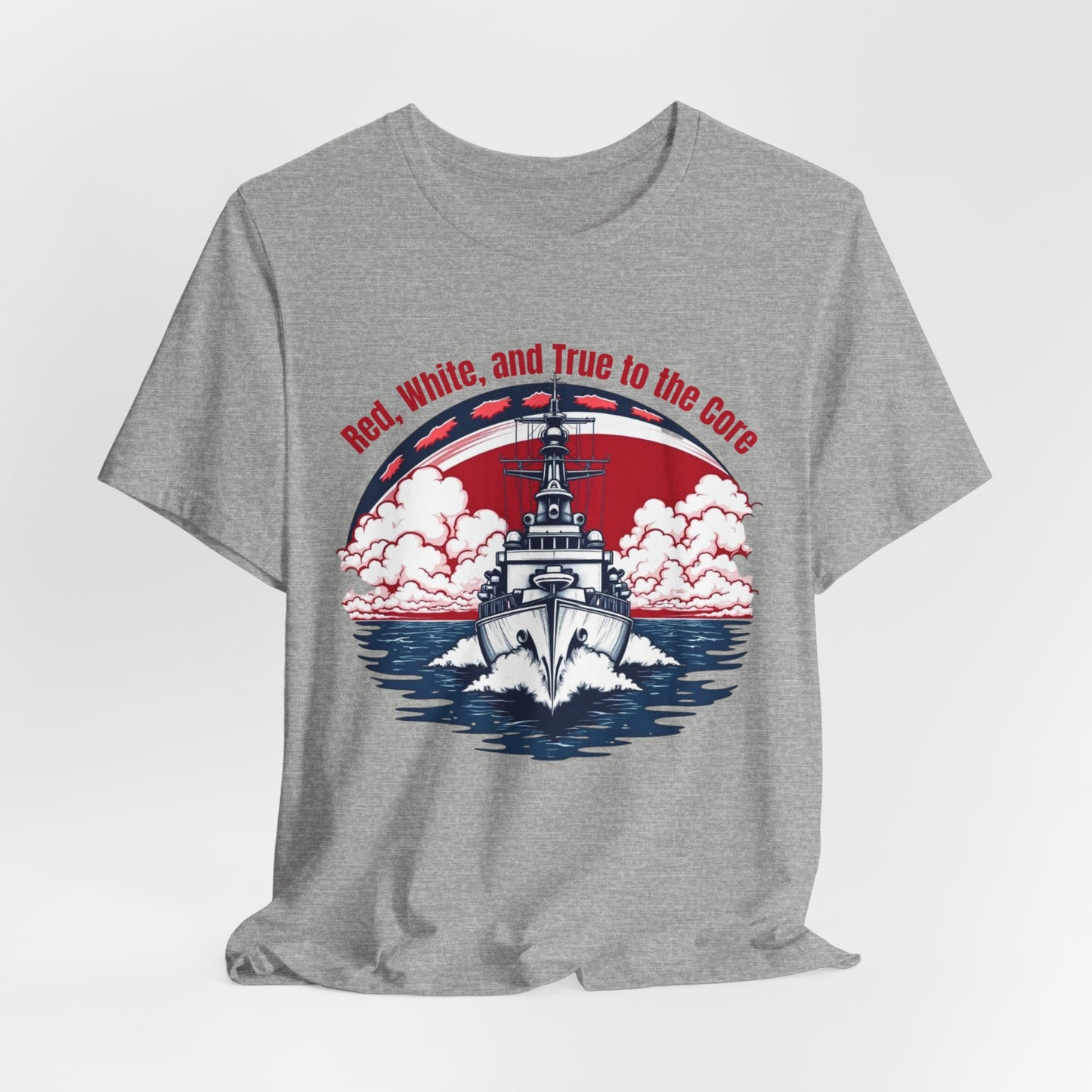 Patriotic Unisex Jersey T-Shirt - "Red, White, and True to the Core"