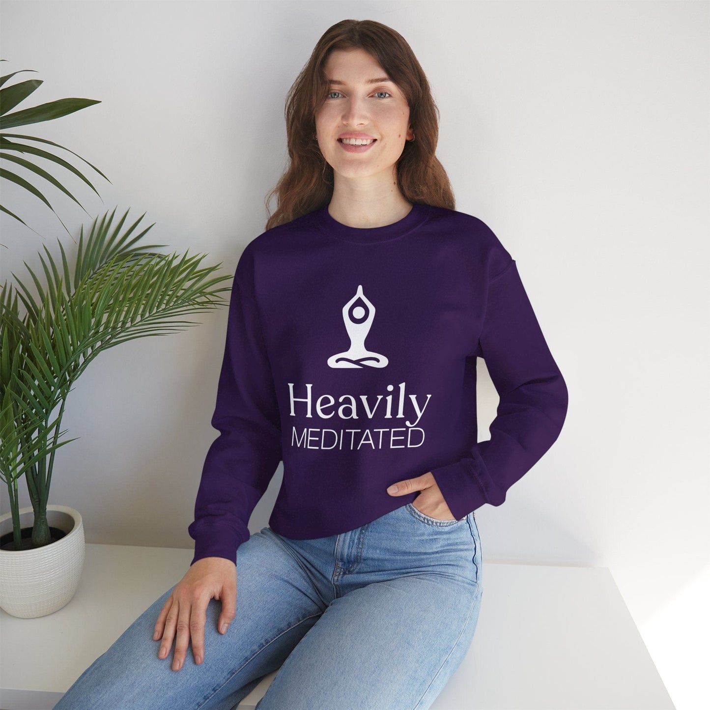 Heavily Meditated Unisex Sweatshirt - Cozy Crewneck for Mindfulness and Relaxation